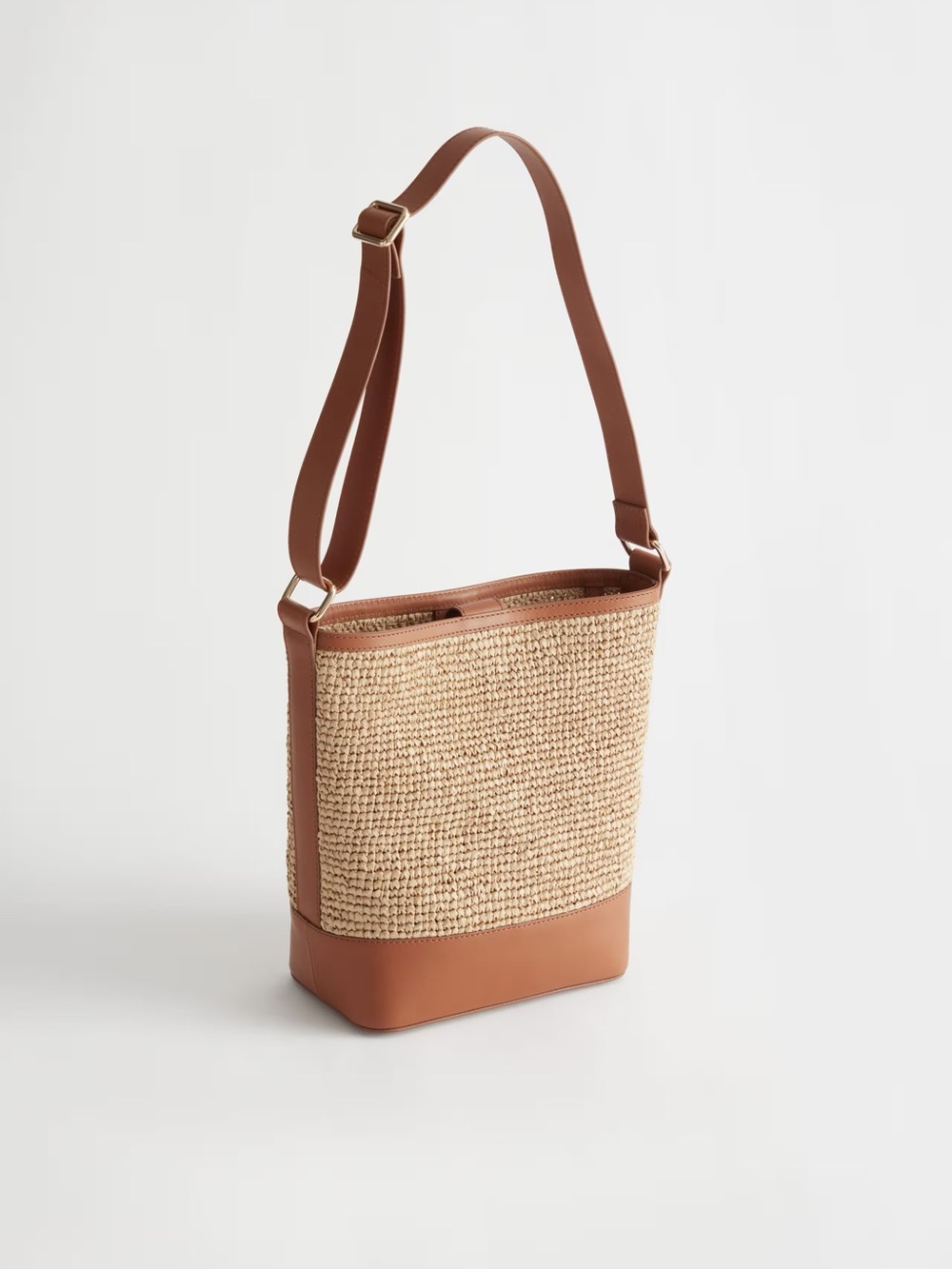 BNWT & Other Stories Straw and Leather Bucket Bag - Picture 4 of 5